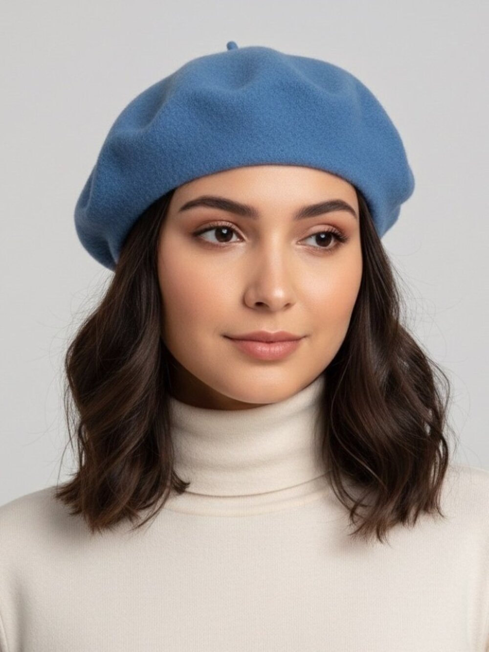 Beautiful Denim Blue Wool Beret - O/S, Unisex